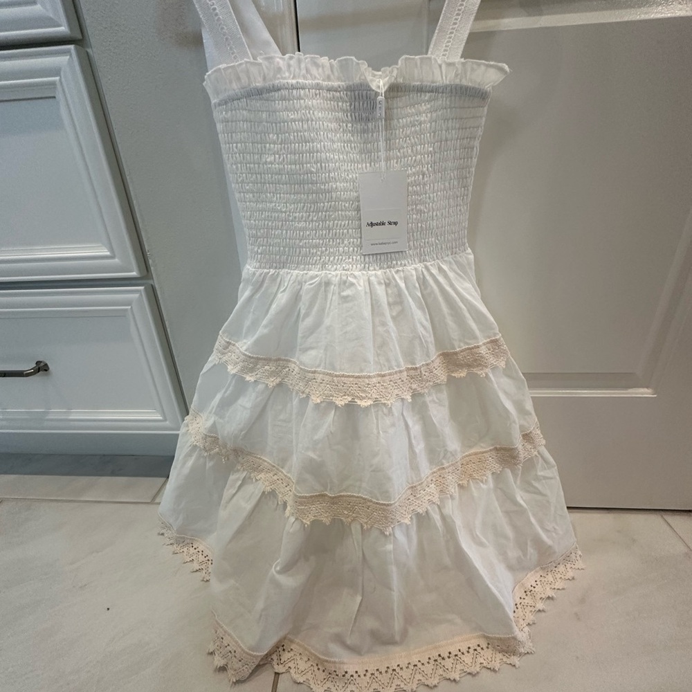 KatieJ White Lace Trim Kids Dress